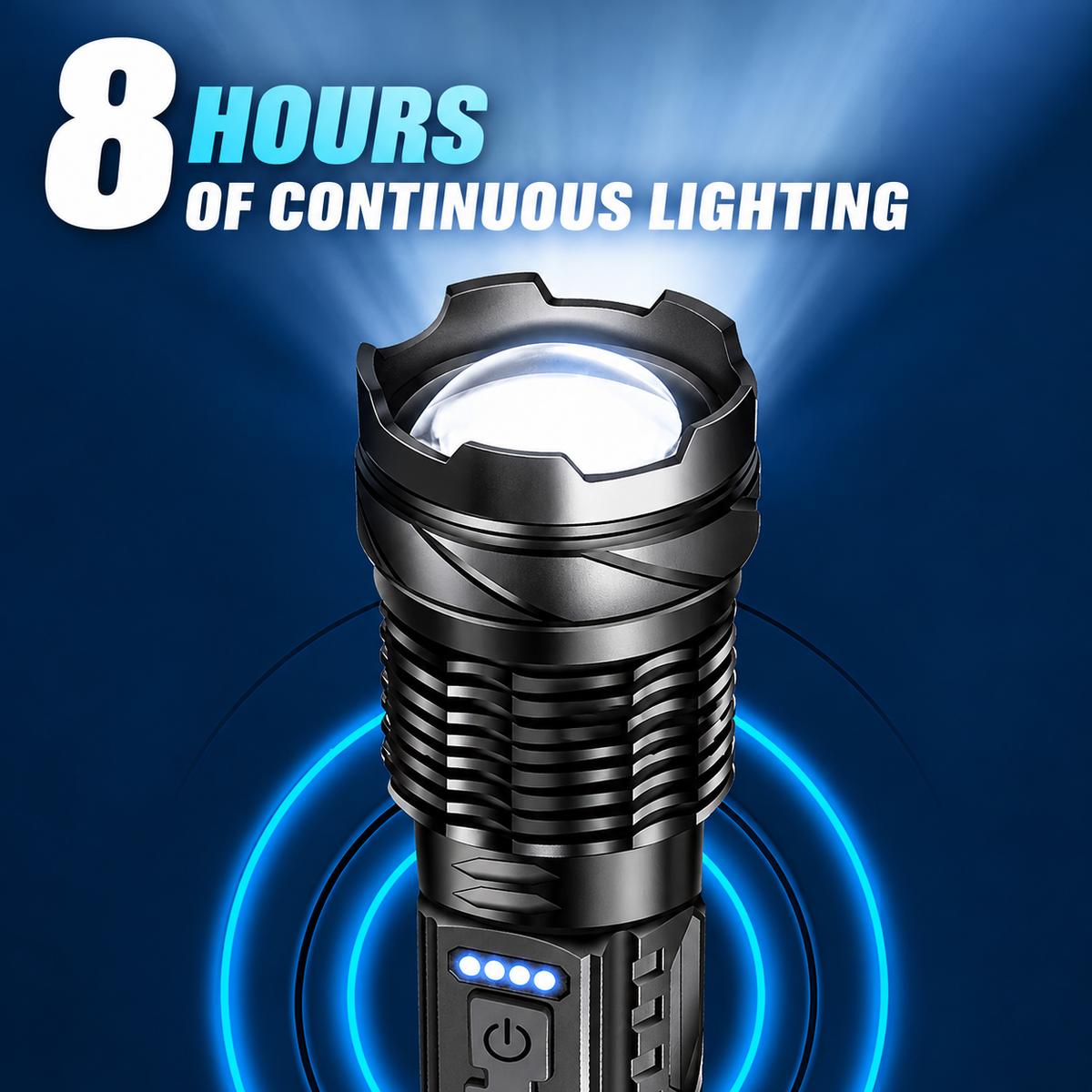 Rechargeable LED Flashlight with Zoom, 7 Modes & USB-C Charging