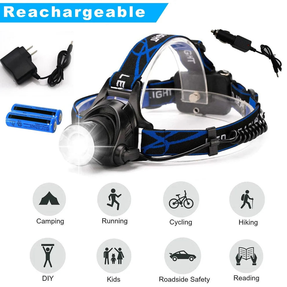 Rechargeable LED Headlamp with Zoom & 3 Light Modes