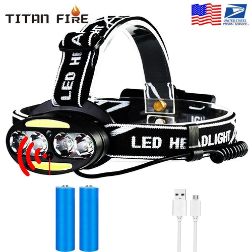 Mini Rechargeable COB LED Headlamp Body Motion Sensor Bicycle Head